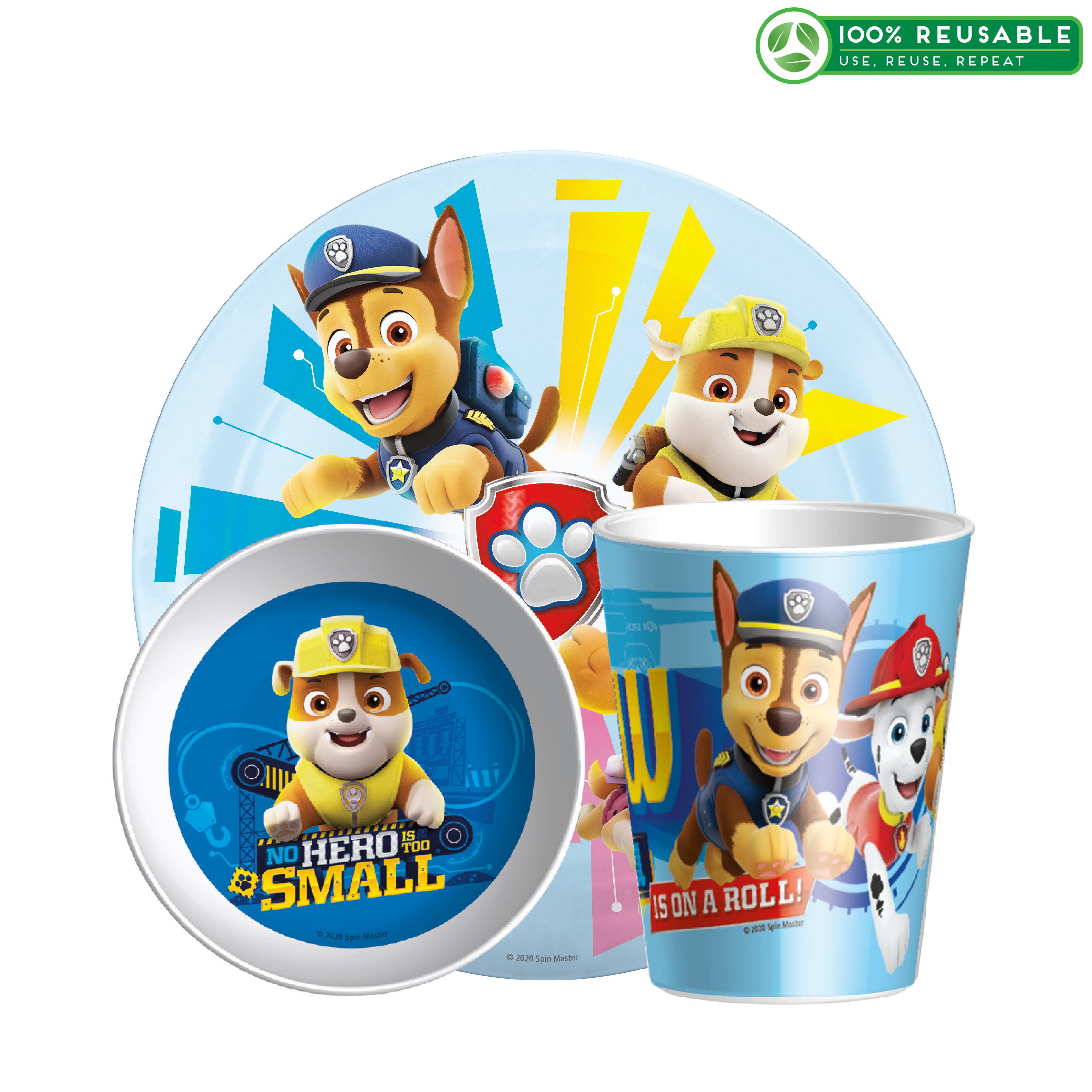 Paw Patrol Kid’s Dinnerware Set, Chase and Rubble, 3-piece set slideshow image 1 Paw Patrol Kid’s Dinnerware Set, Chase and Rubble, 3-piece set slideshow image 1