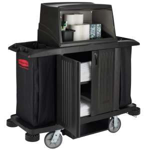 Rubbermaid Commercial, Executive Series, Executive Series™, Full Size Housekeeping Cart with Hood and Doors, Black