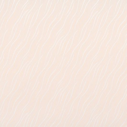 Pale peach wallpaper with thin, irregular white wavy lines; pattern repeats across a flat, evenly lit wall, creating a subtle textured effect in a neutral, softly illuminated interior.