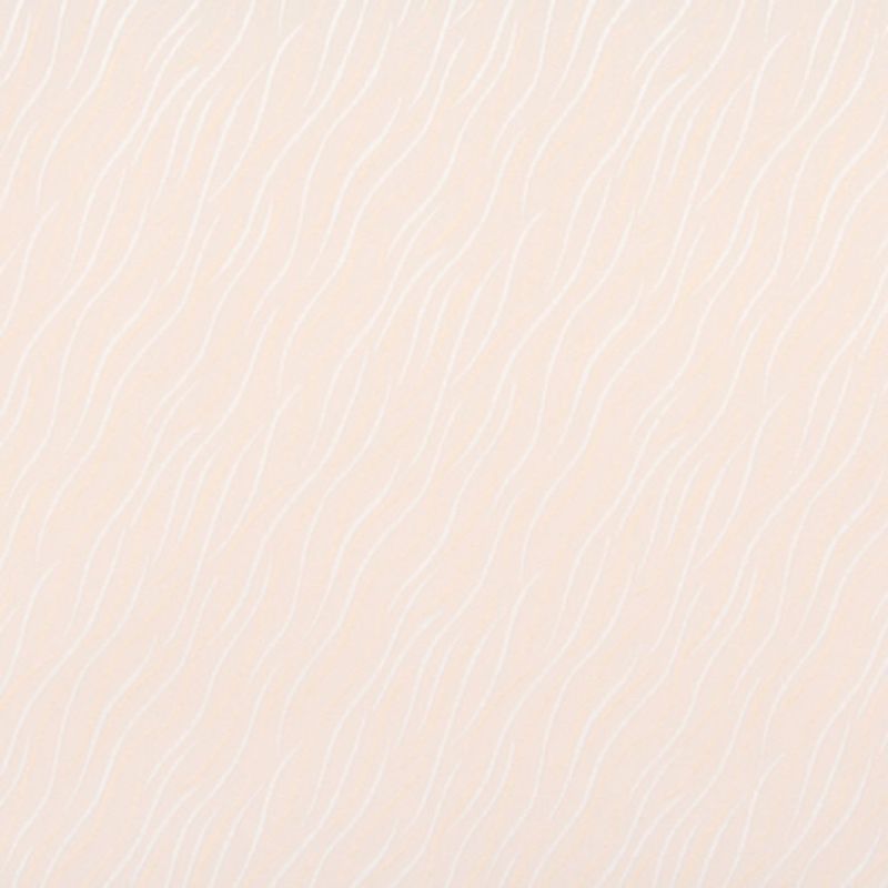 Pale peach wallpaper with thin, irregular white wavy lines; pattern repeats across a flat, evenly lit wall, creating a subtle textured effect in a neutral, softly illuminated interior.