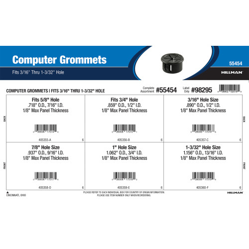 Computer Grommets Assortment (Fits 3/16