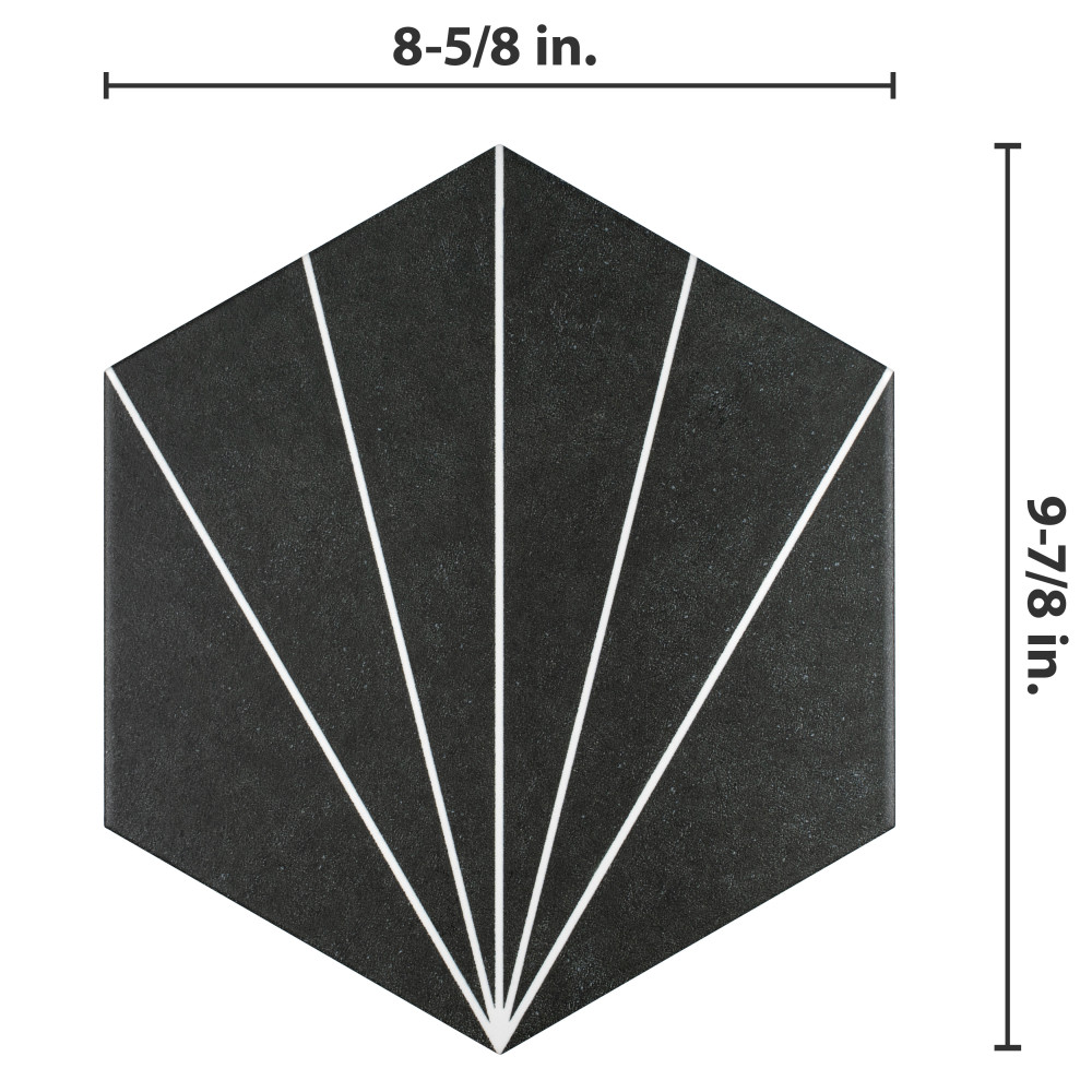 Aster Hex Nero 8-5/8 in. x 9-7/8 in. Porcelain Floor and Wall Tile