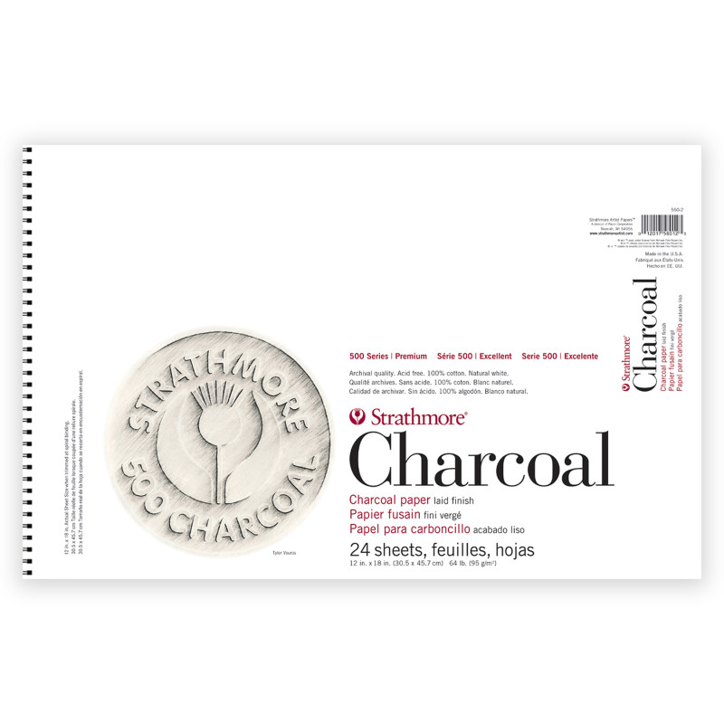 500 Series Charcoal Paper Pad, 24 Sheet, 12x18 inch, 1 Count