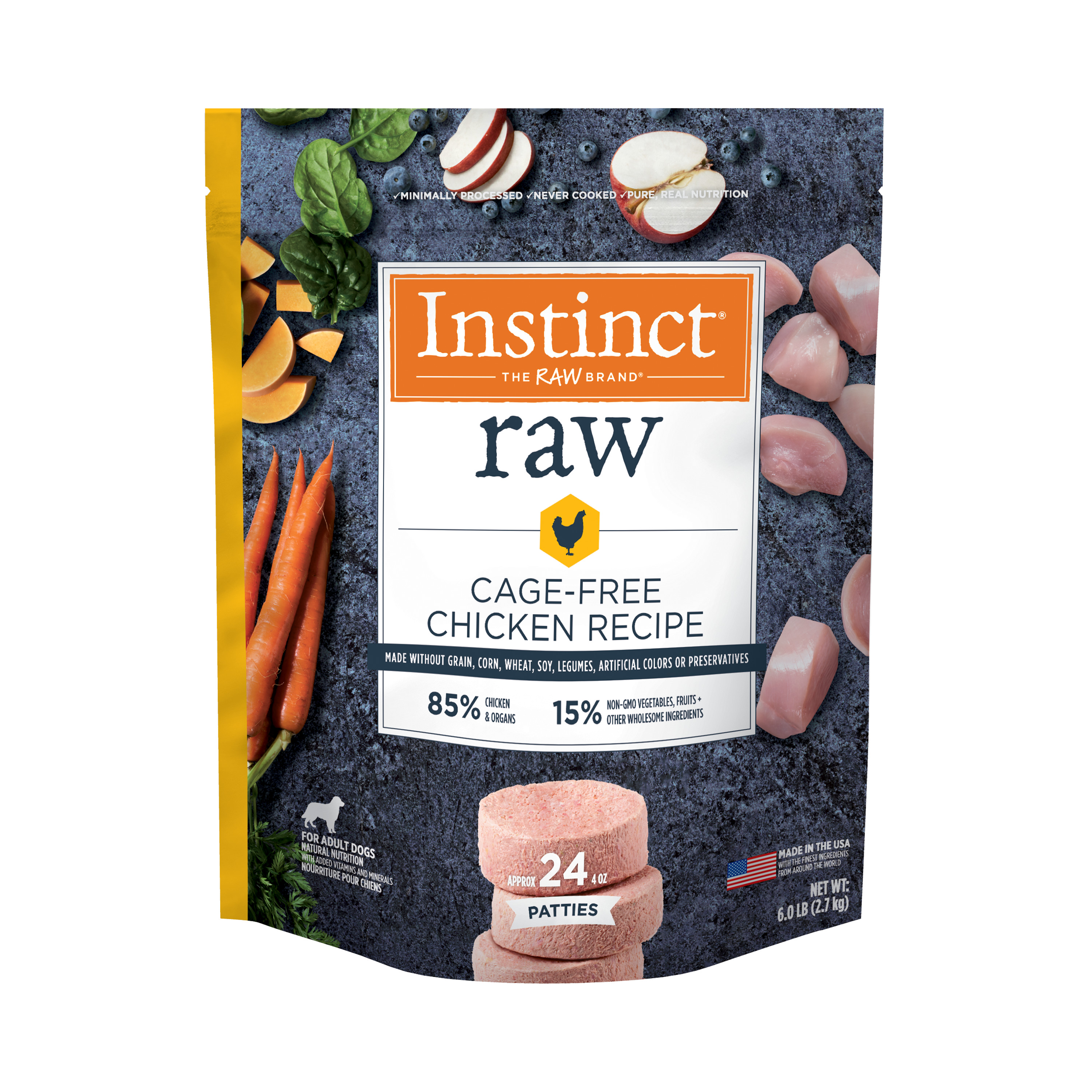 raw-frozen-chicken-patties-dog-food-instinct-pet-food