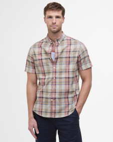 Hillway Madras Regular Short-Sleeved Shirt Washed Stone