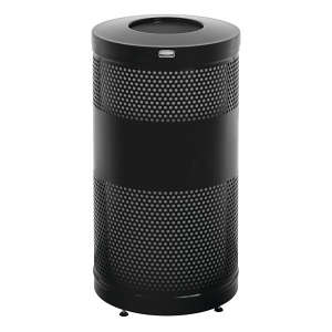 Rubbermaid Commercial, Classics, Open Top, 25 gal, Metal, Black, Round, Receptacle