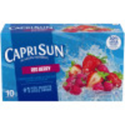 Capri Sun Red Berry Strawberry Raspberry Flavored Juice Drink Blend, 10 ct Box, 6 fl oz Pouches