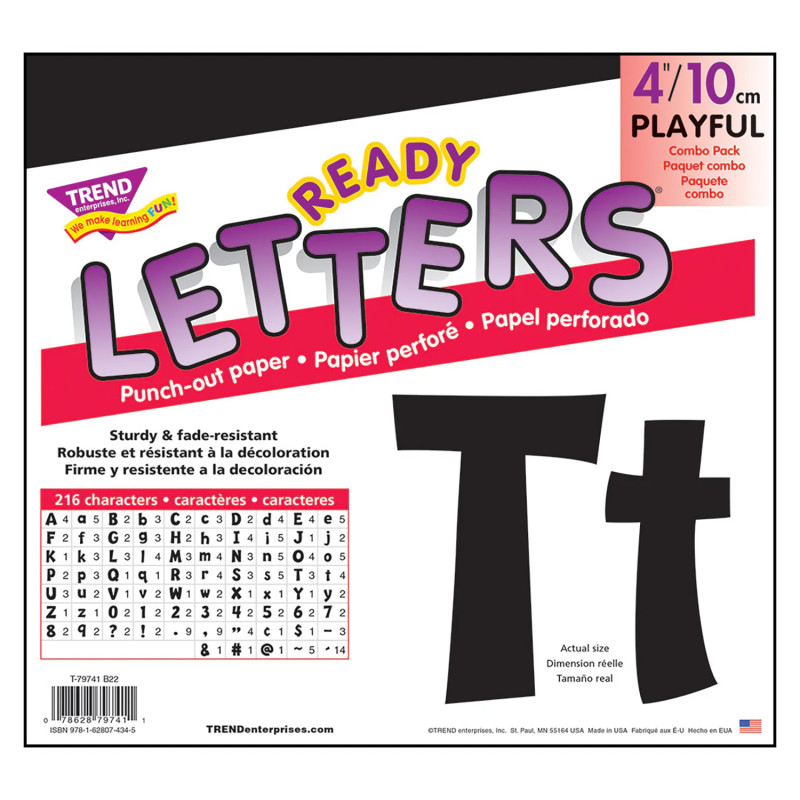 Black 4-Inch Playful Uppercase/Lowercase Combo Pack (EN/SP) Ready Letters®