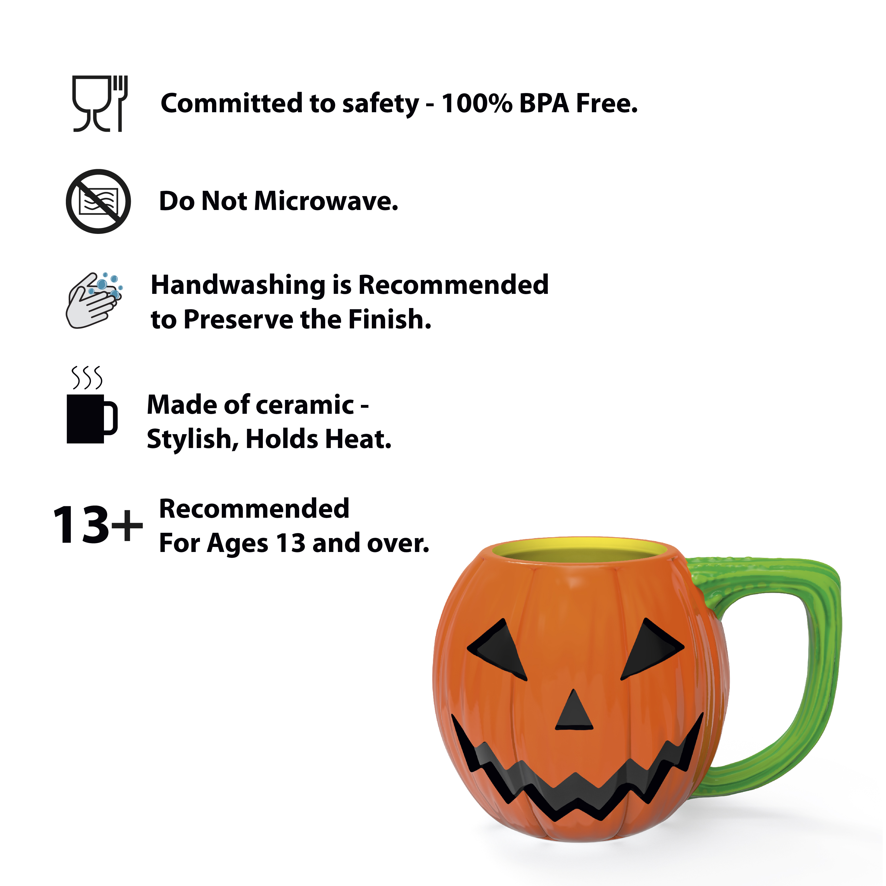 Halloween 15 ounce Coffee Mug and Spoon, Jack O’ Lantern