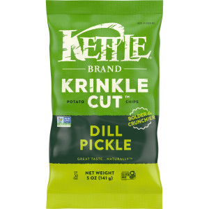 Kettle Brand Potato Chips, Krinkle Cut, Dill Pickle Kettle Chips, 5 Oz
