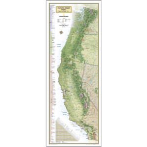 Pacific Crest Trail Map, Laminated, 18" x 48"