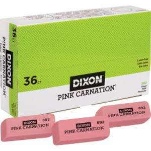 Pink Carnation Erasers, Small, 2 x 3/4 x 7/16, Pack of 36