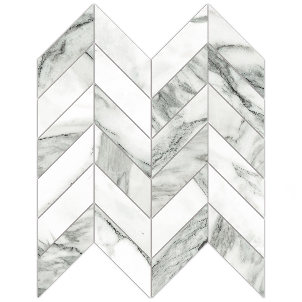 Touche Chevron Zebre 11-3/4 in. x 12-1/4 in. Porcelain Mosaic Tile