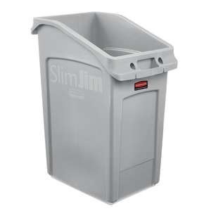 Rubbermaid Commercial, Slim Jim®, Under Counter, 23gal, Resin, Gray, Rectangle, Receptacle