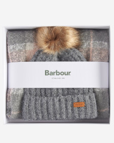 Saltburn Beanie & Tartan Scarf Gift Set Grey Rose