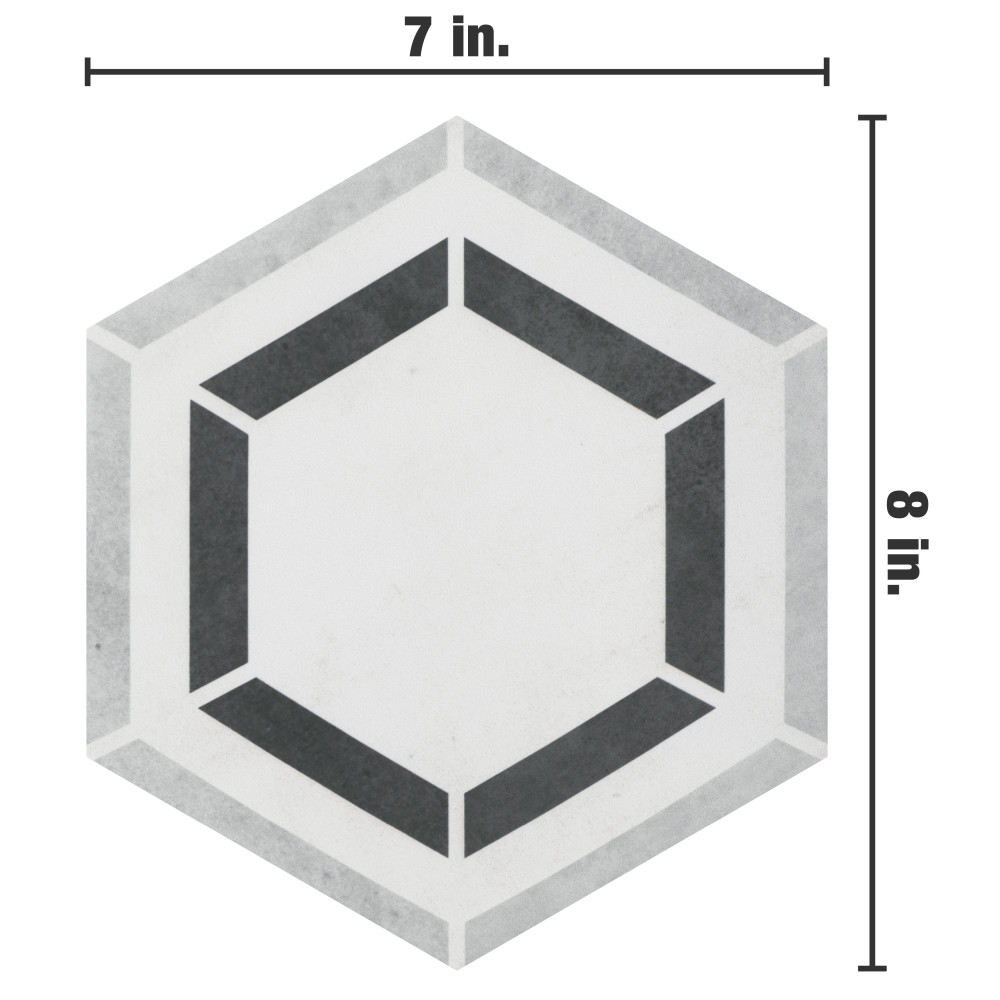 Coco Hex Geo Classic 7x8 Hexagon Porcelain Floor and Wall Digital Pattern