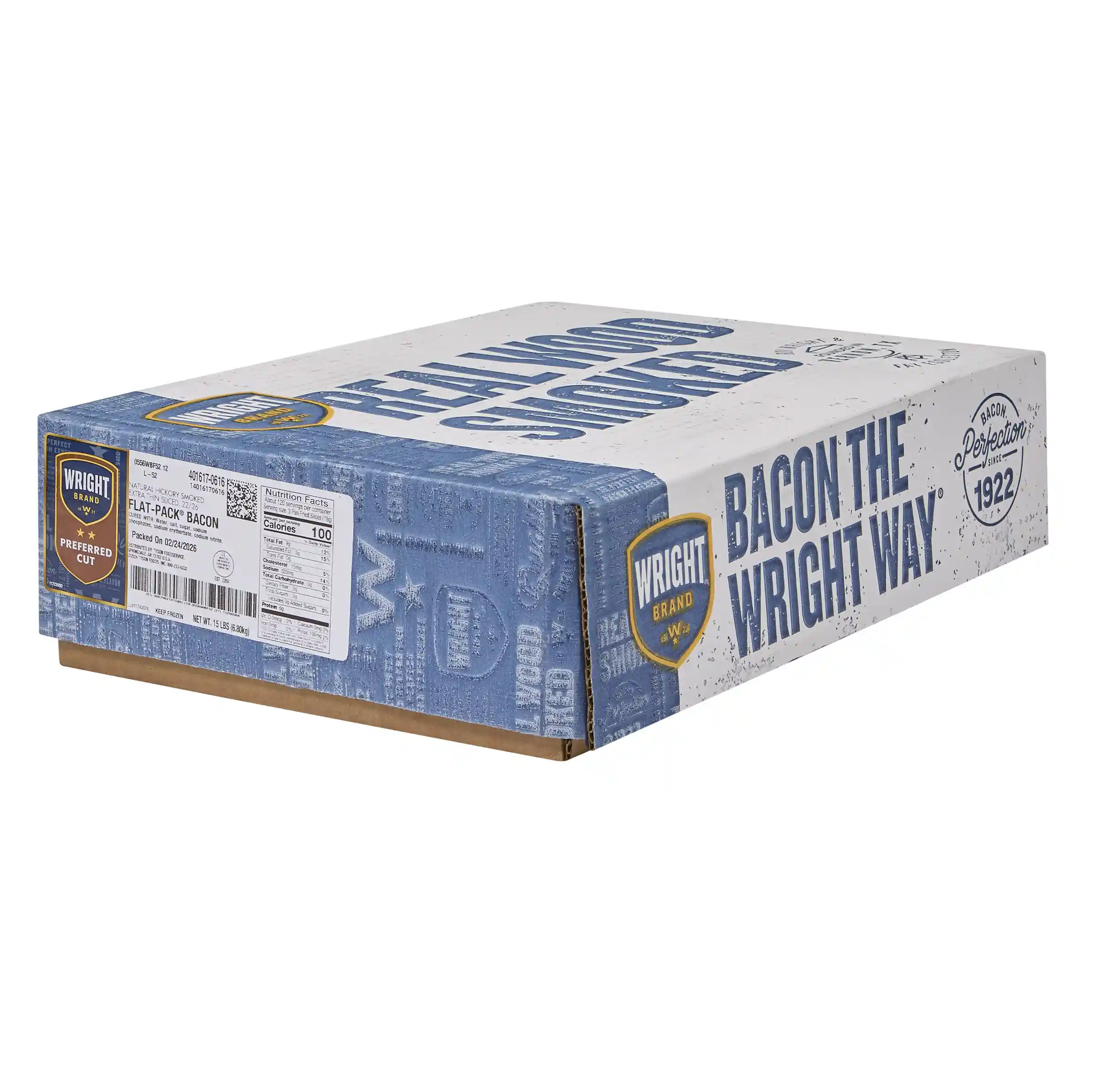 Wright® Brand Naturally Hickory Smoked Extra Thin Sliced Bacon, Flat-Pack® 22/26 _image_5