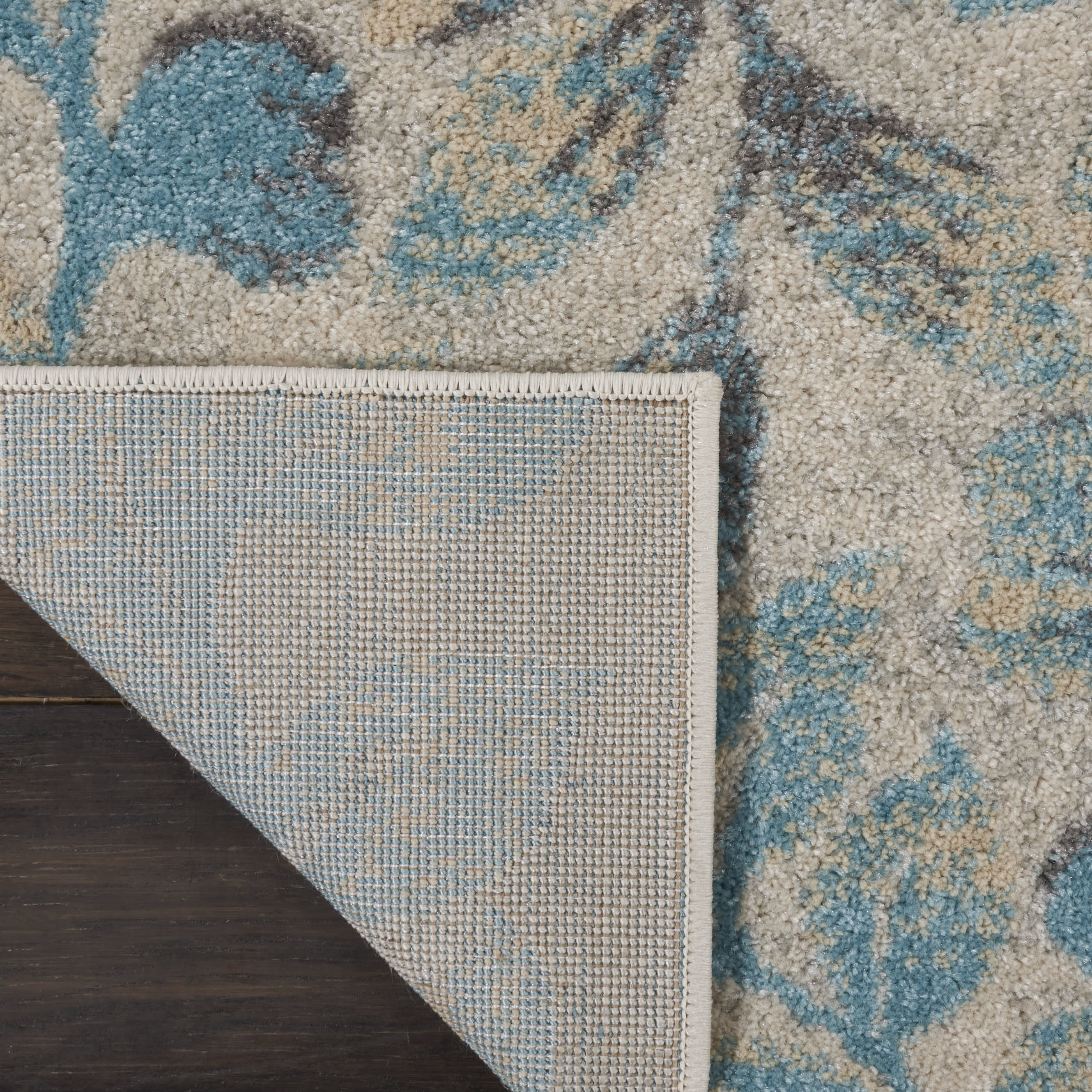 Nourison Tranquil 2' x 4' Ivory Turquoise Farmhouse Indoor Rug