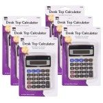 Charles Leonard Desktop Calculator, Battery and Solar Powered with Tilted 8 Digit Display, Pack of 6 CHL39200-6