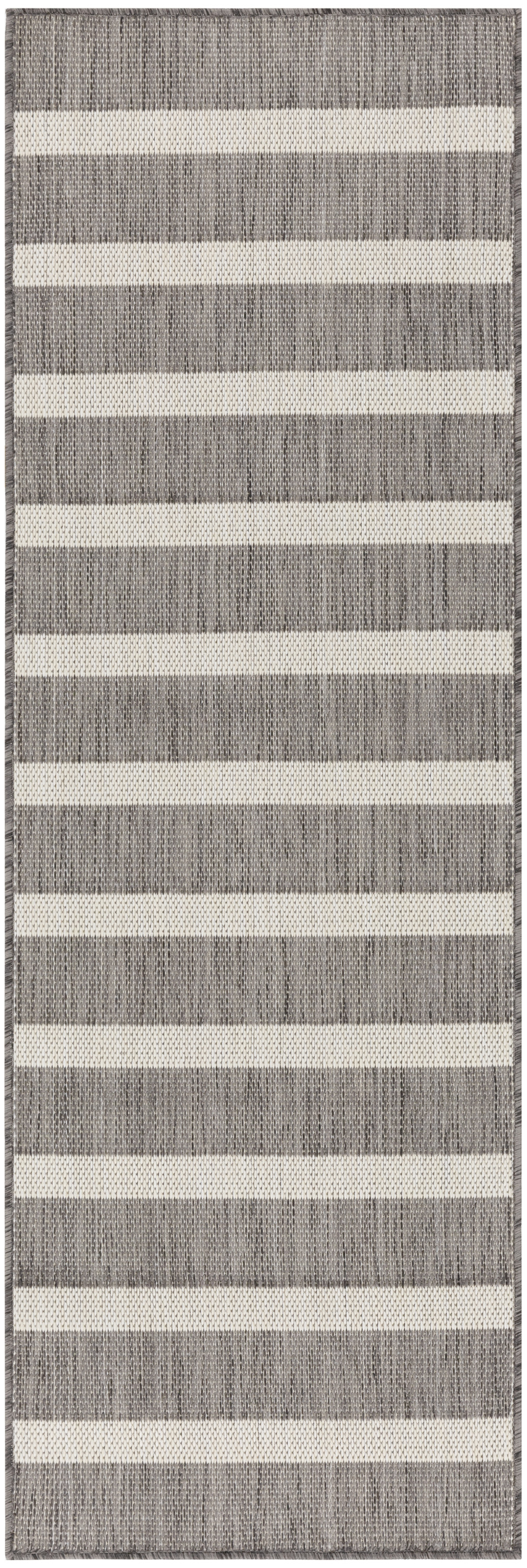 Nourison Positano 2' x 6' Charcoal Ivory Modern Rug
