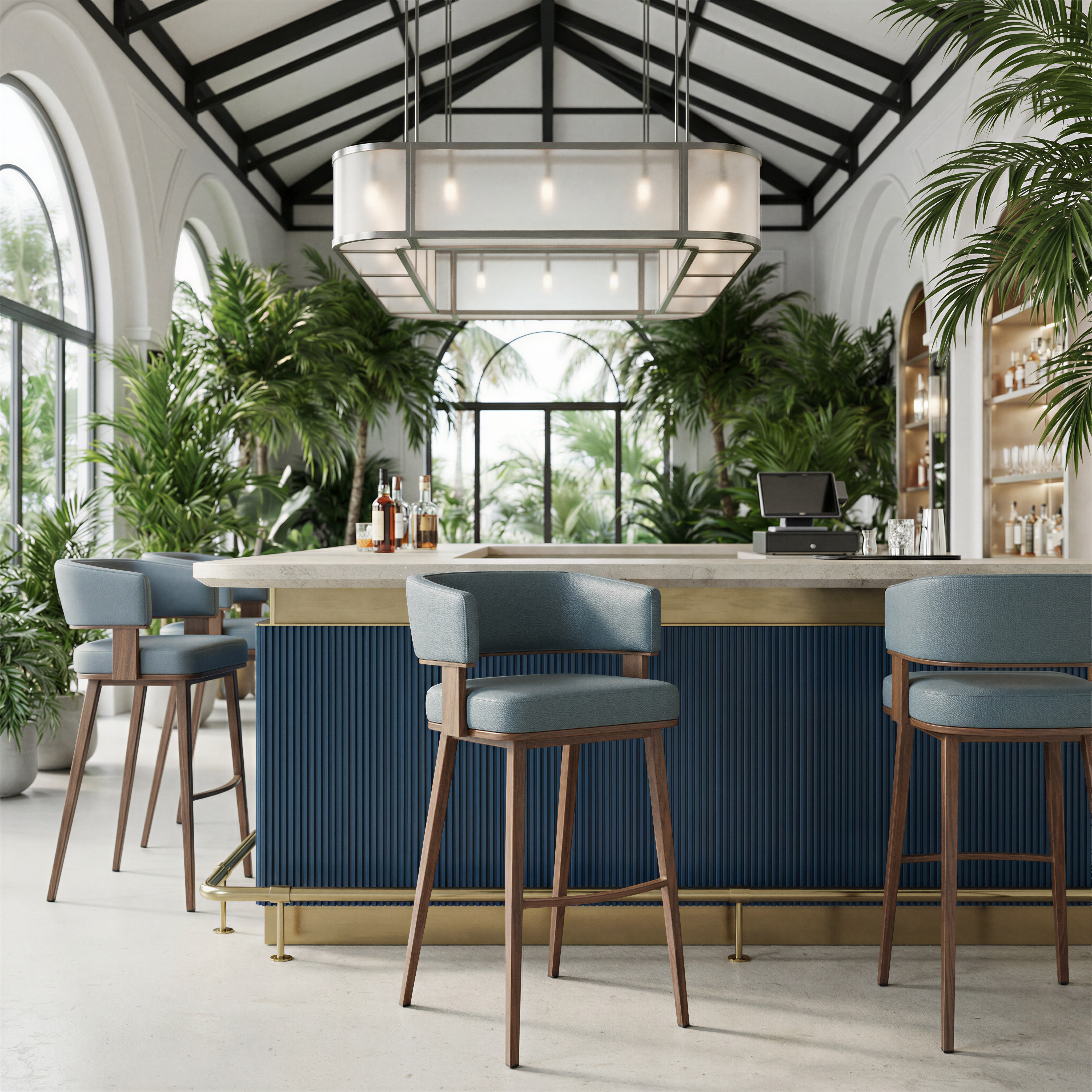 Poise Barstool Azure Gray & Walnut product image