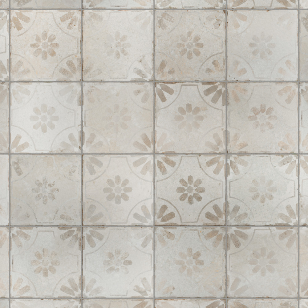 Kings Blume White 17.63x17.63 Square Ceramic Floor and Wall Digital Pattern