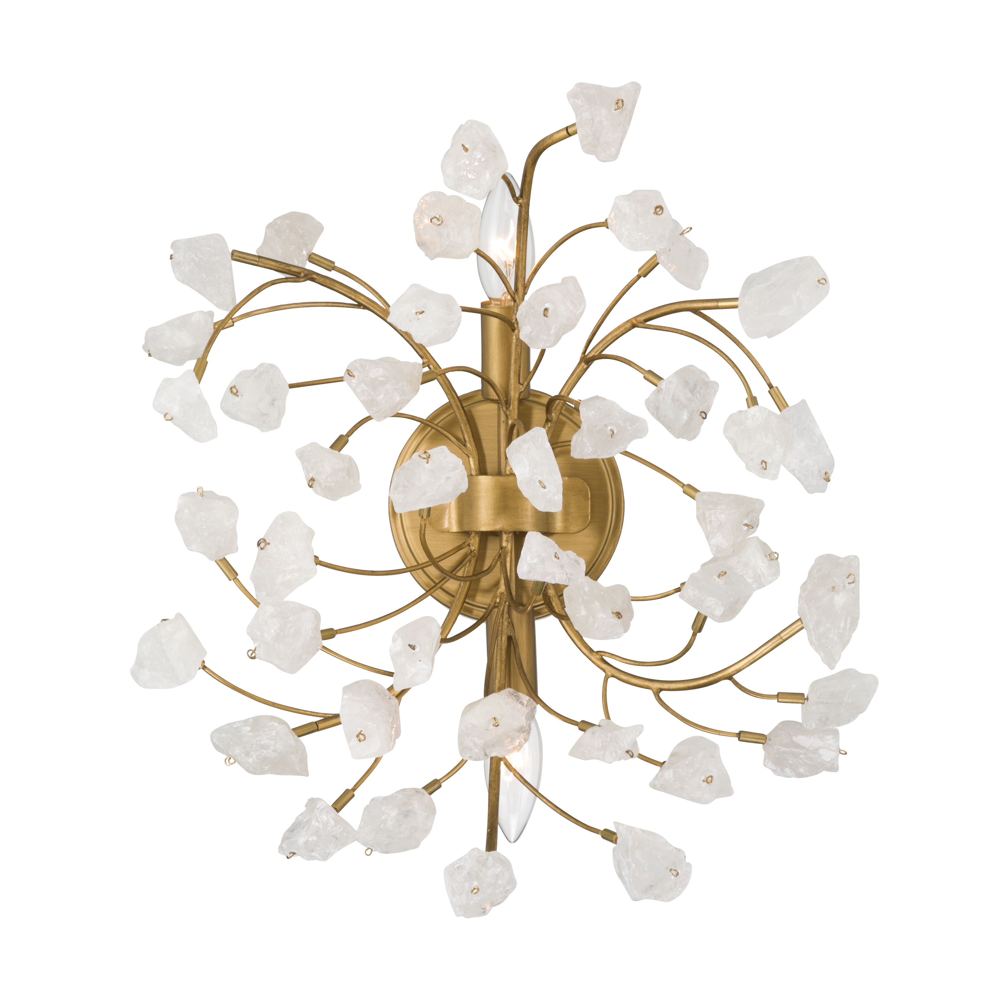 2-Light Wall Sconce - Legacy Brass with Crystalline Quartz Stone - alternate view