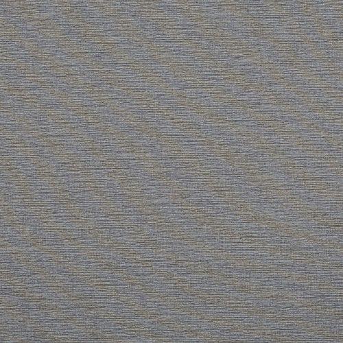 Gray-blue woven fabric with fine horizontal ribbing fills the frame, lying flat and static; subtle color striations create a textured, evenly lit close-up of upholstery or wallpaper.