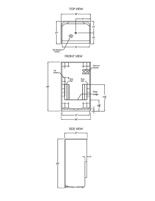 Technical Drawing — Cd Shower Tech Draw Xst 4836sh 4 0