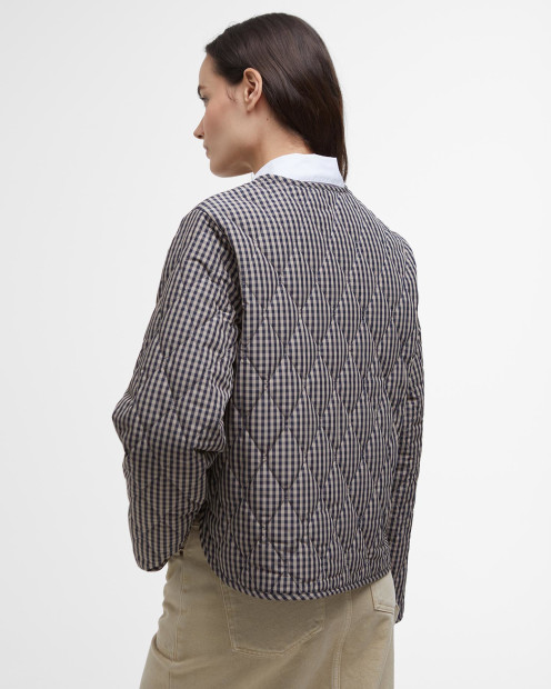 Check Monroe Quilted Jacket Navy/Sand Gingham
