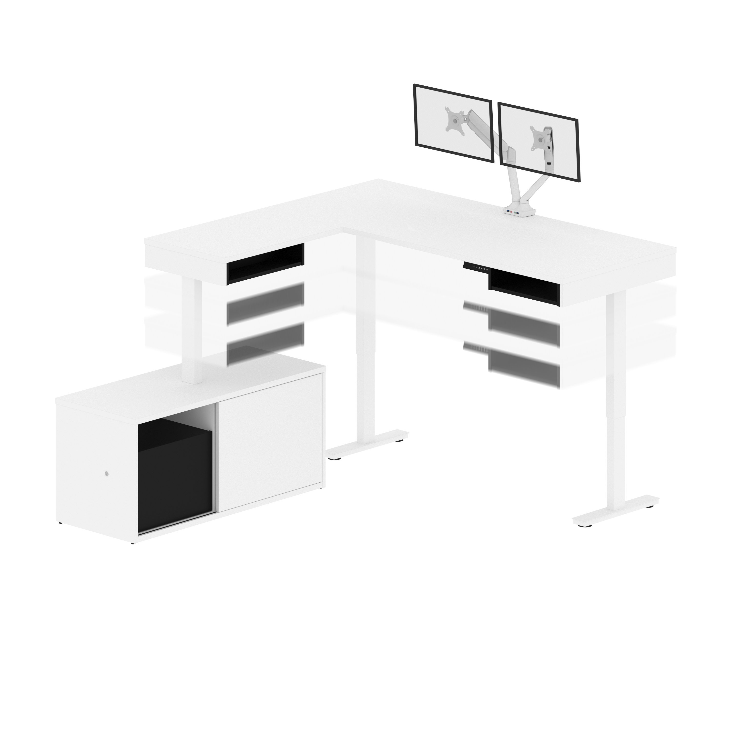 White & Black / 81-inch / With Storage & Monitor Arm