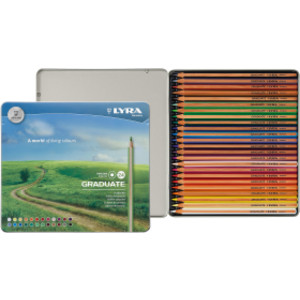 Graduate Colored Pencils Set Tin, Assorted Colors, 24 Pieces