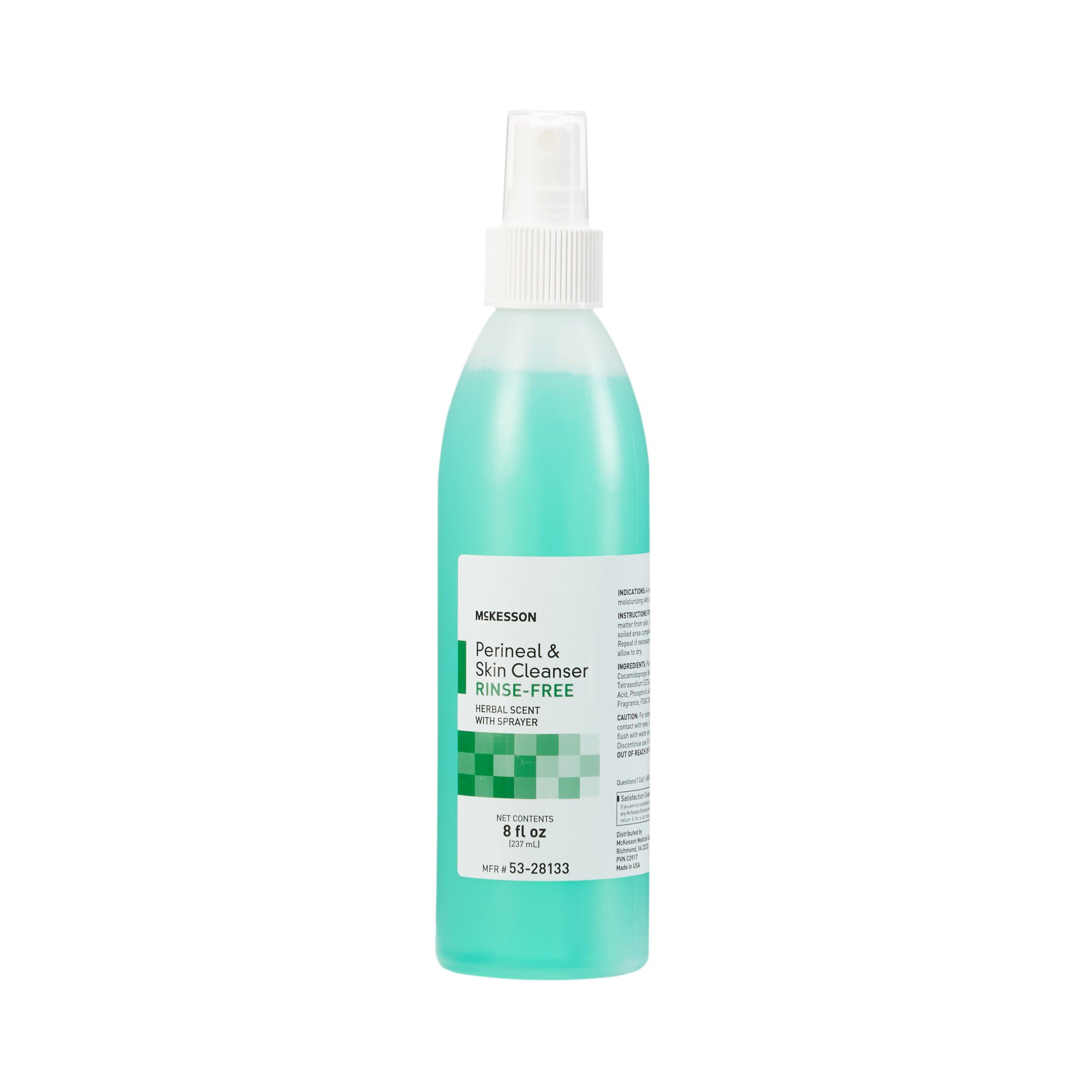 McKesson Rinse-Free Perineal Wash, Herbal Scent, 8-ounce Pump Bottle