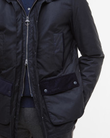 Wachsjacke Modern Border Navy