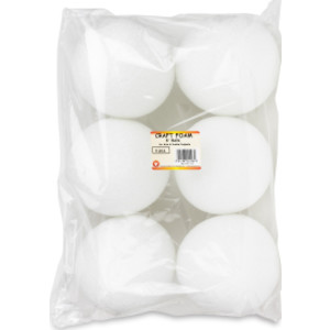 Craft Foam Balls, 6 Inch, White, Pack of 6