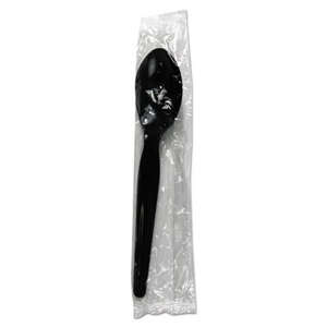 Boardwalk, Heavyweight Wrapped Polystyrene Cutlery, Teaspoon, Black
