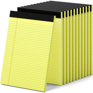 Bloc de notas legal, 8-1/2" x 11", 50 hojas, canario, paquete de 12