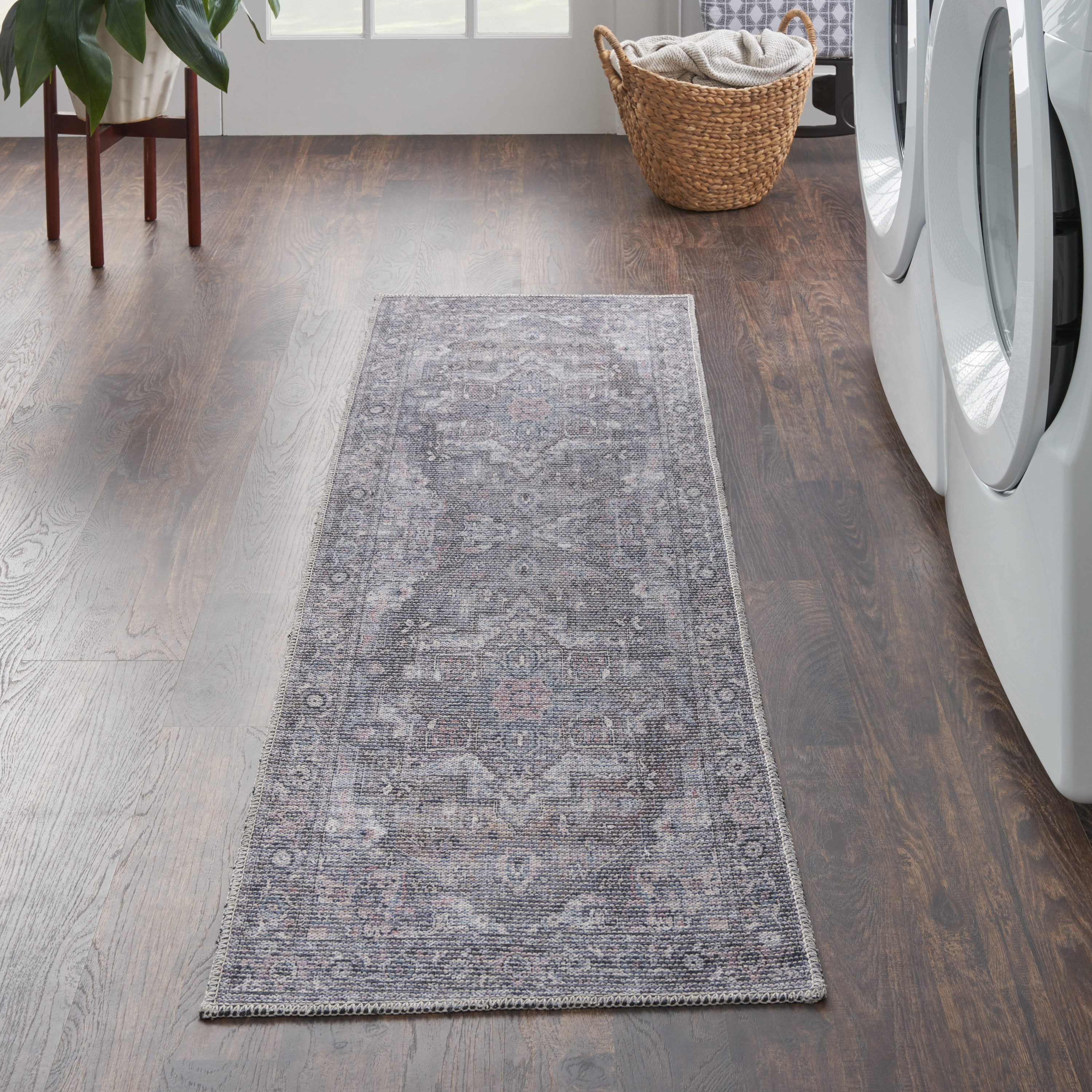 Nourison New Concept Washables 2' x 6' Grey Vintage Indoor Rug