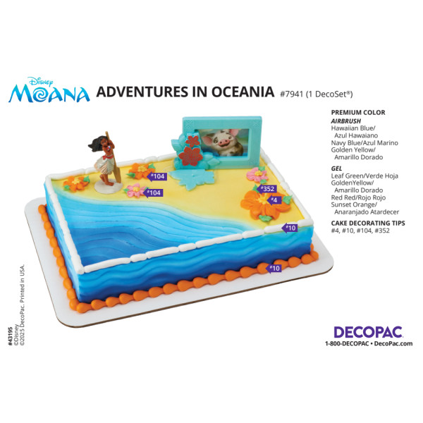 Disney's Moana Adventures in Oceania Cake Decorating Instruction Card
