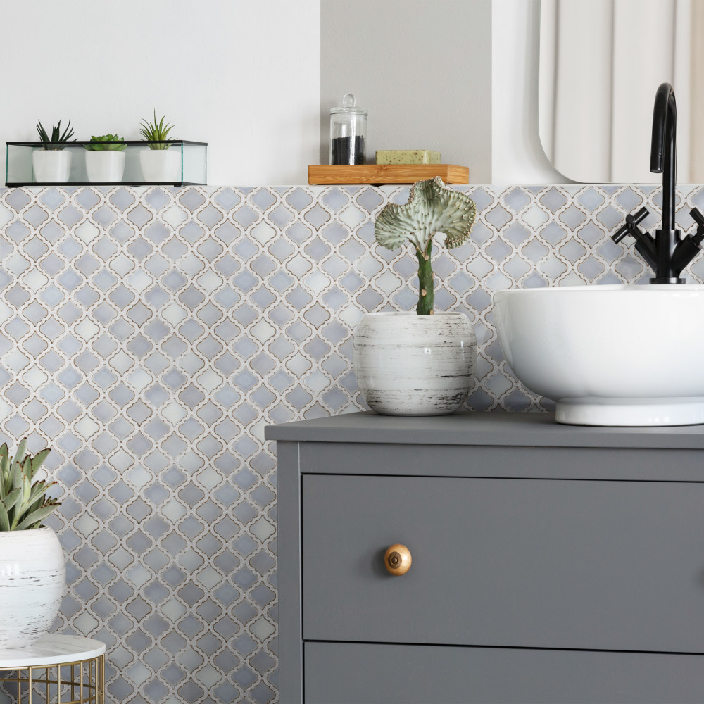 Hudson Tangier Grey Eye 12-3/8 in. x 12-3/8 in. Porcelain Mosaic Tile