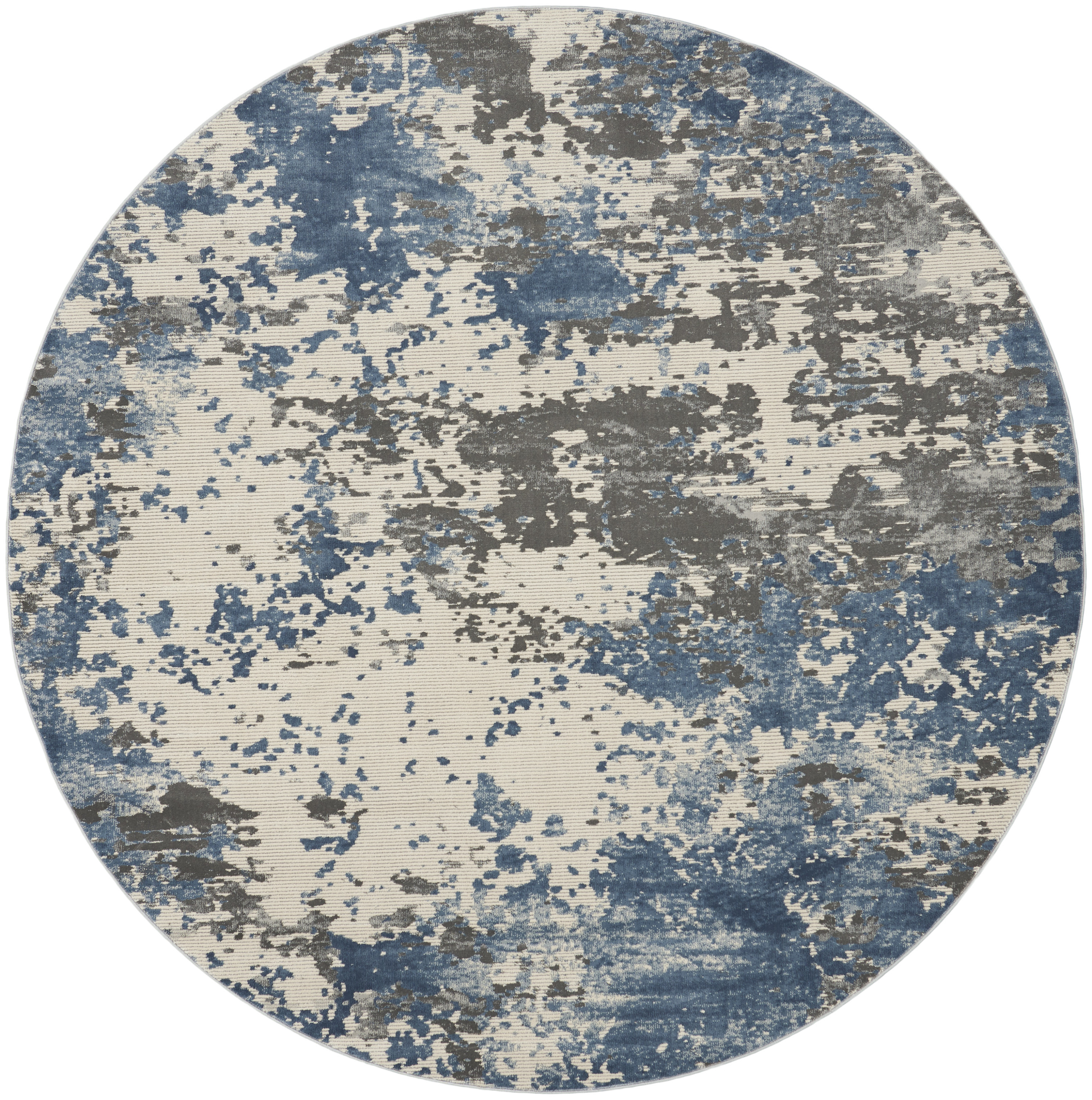 Nourison Rustic Textures 5'3" x Round Grey Blue Modern Indoor Rug