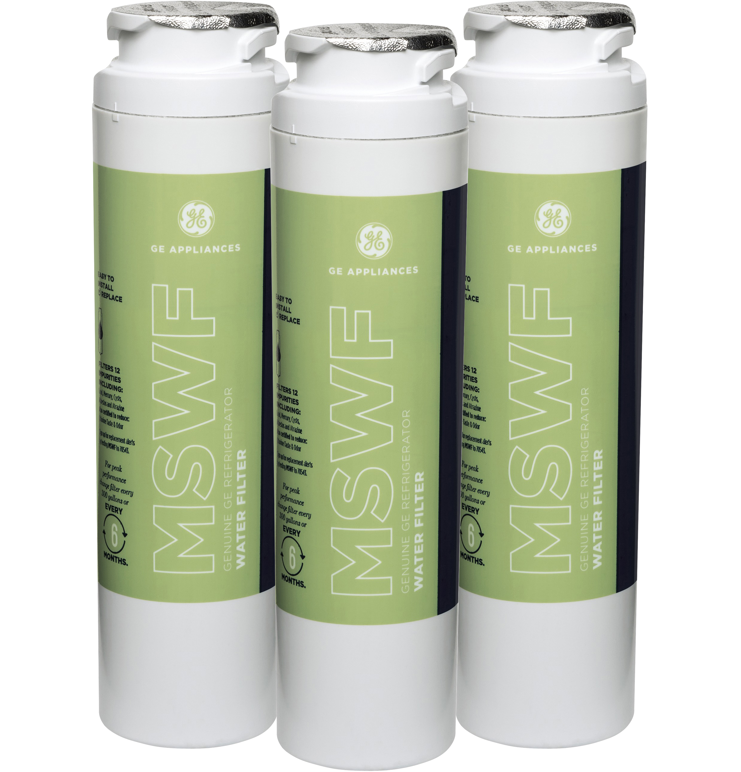 GE® MSWF3PK REFRIGERATOR WATER FILTER 3-PACK — Model #: MSWF3PK GE® MSWF3PK REFRIGERATOR WATER FILTER 3-PACK — Model #: MSWF3PK