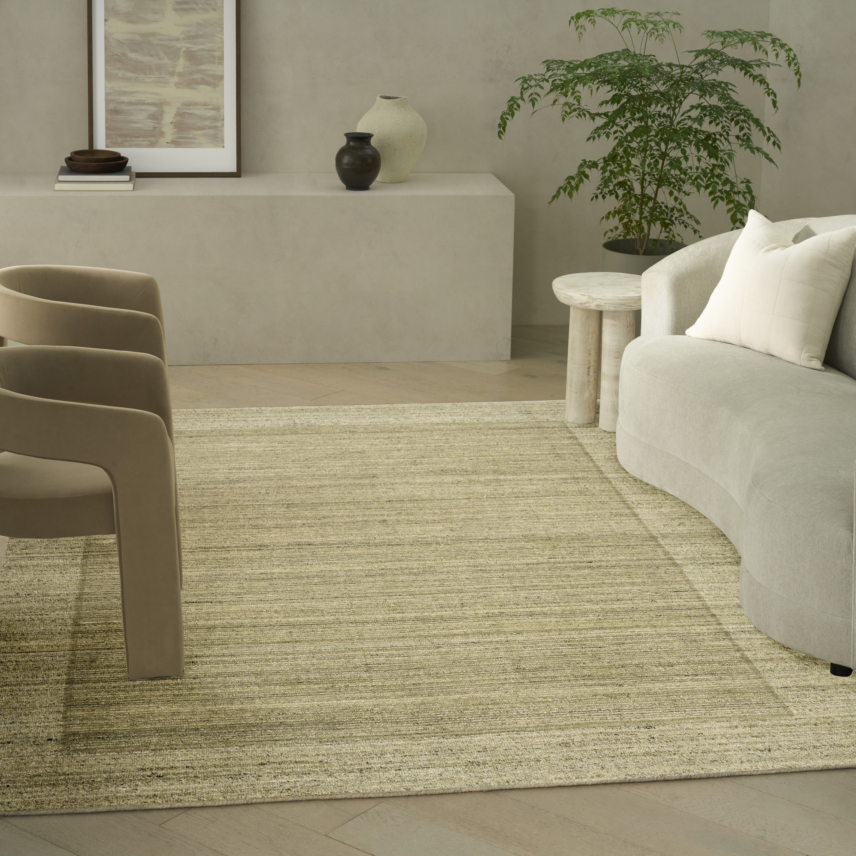 Calvin Klein CK082 Ridge 7'9" x 9'9" Sage Ivory Farmhouse Indoor Rug