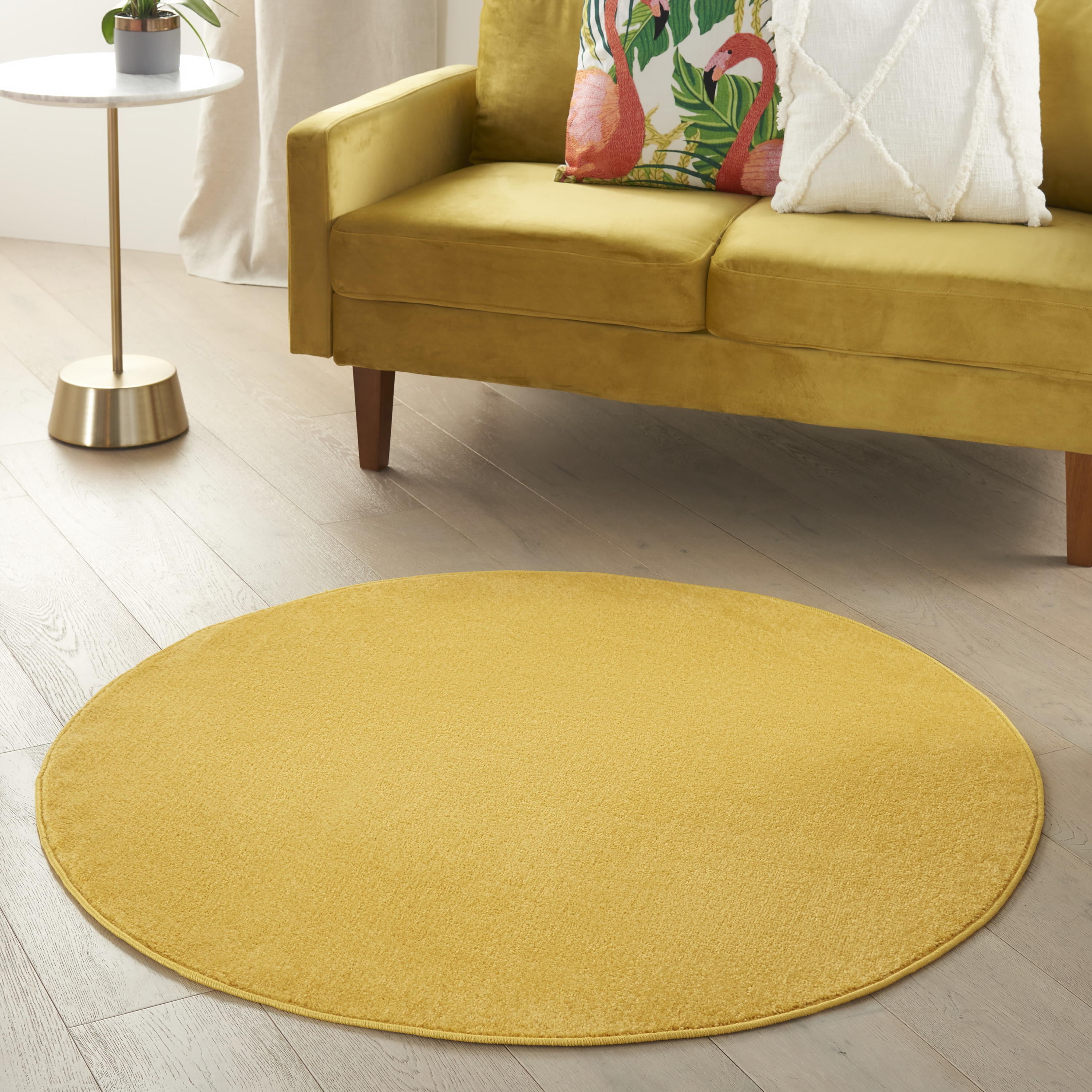 Nourison Nourison Essentials 4' x Round Yellow Outdoor Rug