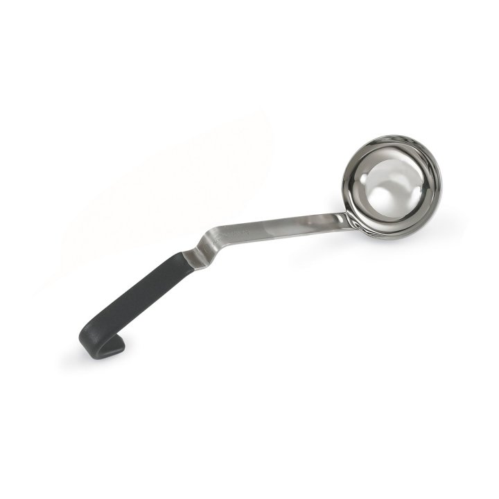 4-ounce stainless steel ladle with black Ergo Grip™ Kool-Touch® handle