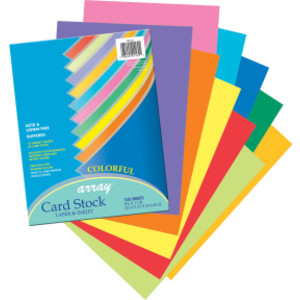Colorful Card Stock, 10 Assorted Colors, 8-1/2" x 11", 100 Sheets