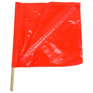 D Warning Flag, Nylon, Orange, 24 L x 3/4 Dia. in. Pole, 18 in. L