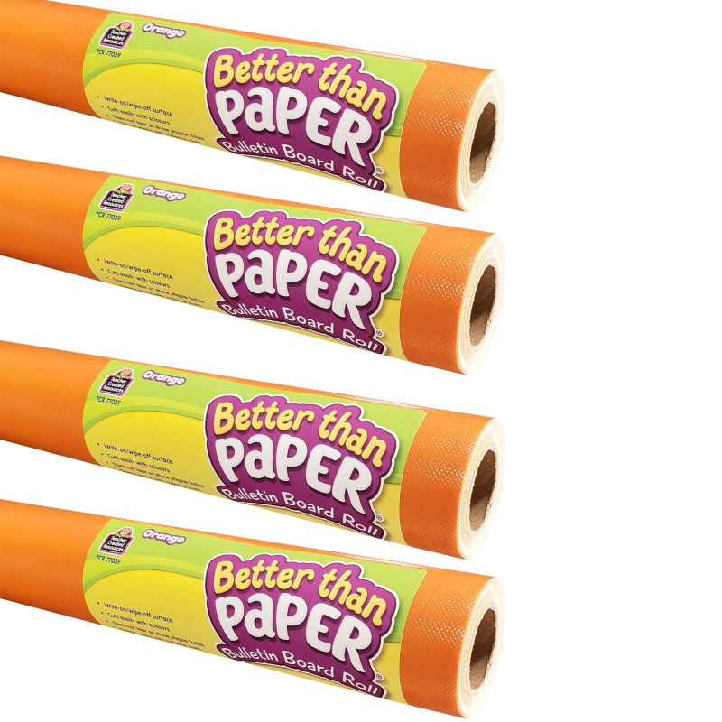 Better Than Paper® Bulletin Board Roll, 4' x 12', Orange, Pack of 4