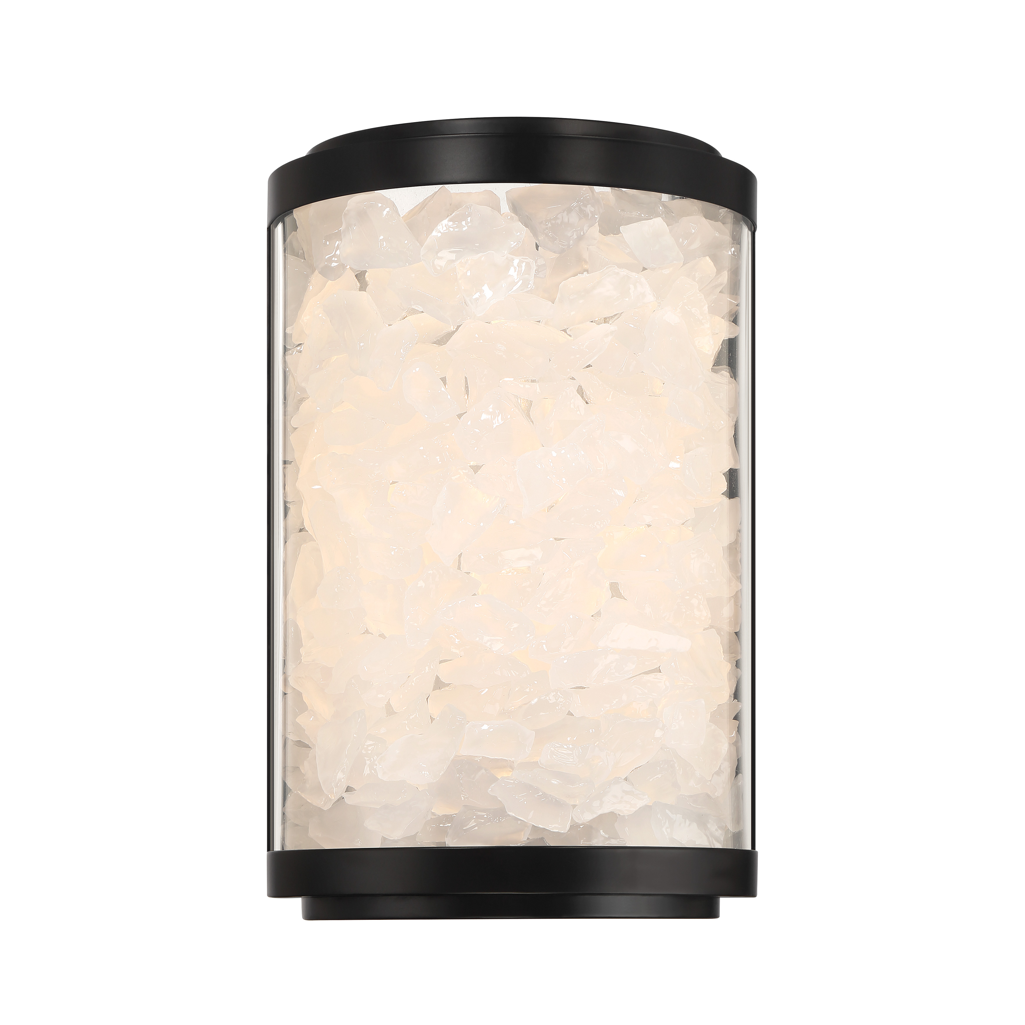 The Salt Creek LED wall mount combines sleek modern design with exceptional color rendering (CRI 96) in a durable coal black finish. Its compact 8-inch profile delivers 2064 lumens of integrated LED light, perfect for illuminating entryways and outdoor spaces. - alternate view