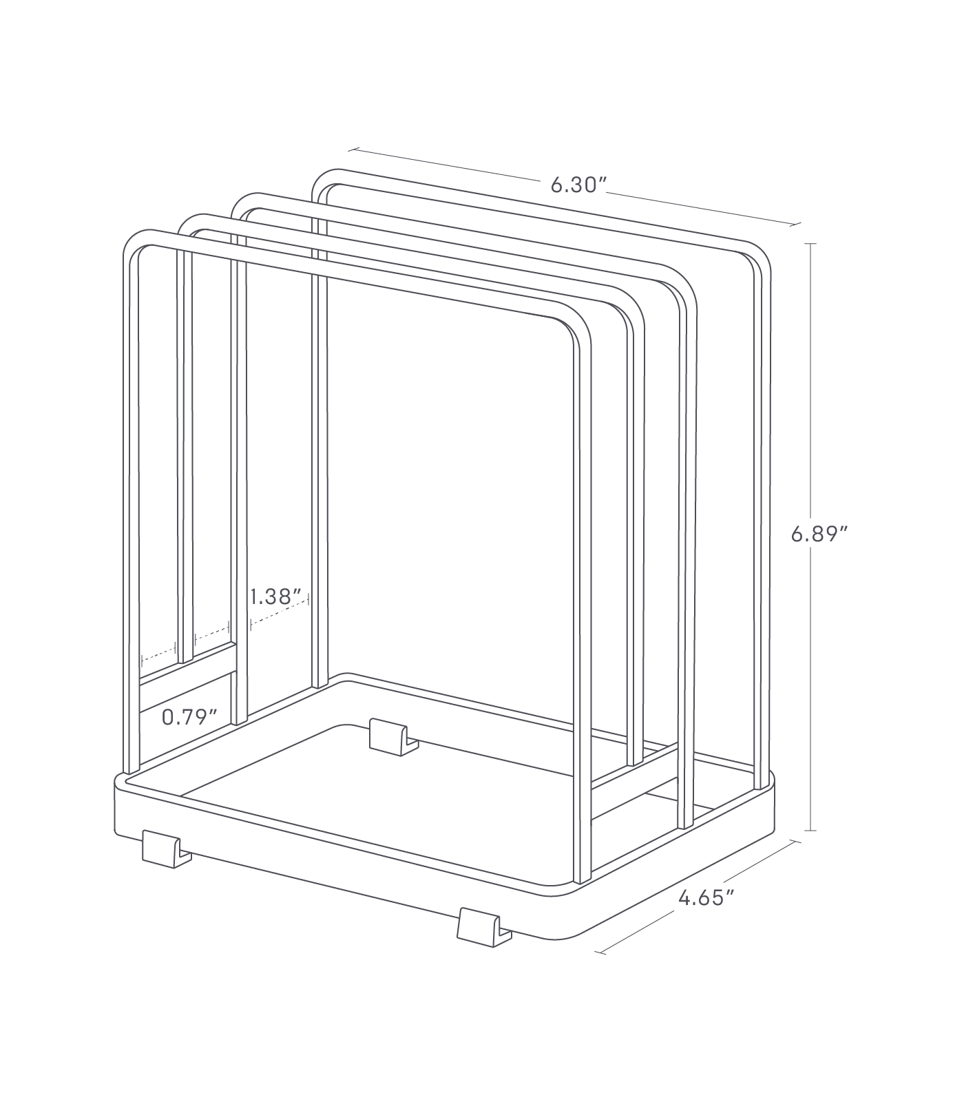 TOWER Round Cutting Board Stand. 6.89 inches tall, 4.65 inches wide, 6.30 inches long.